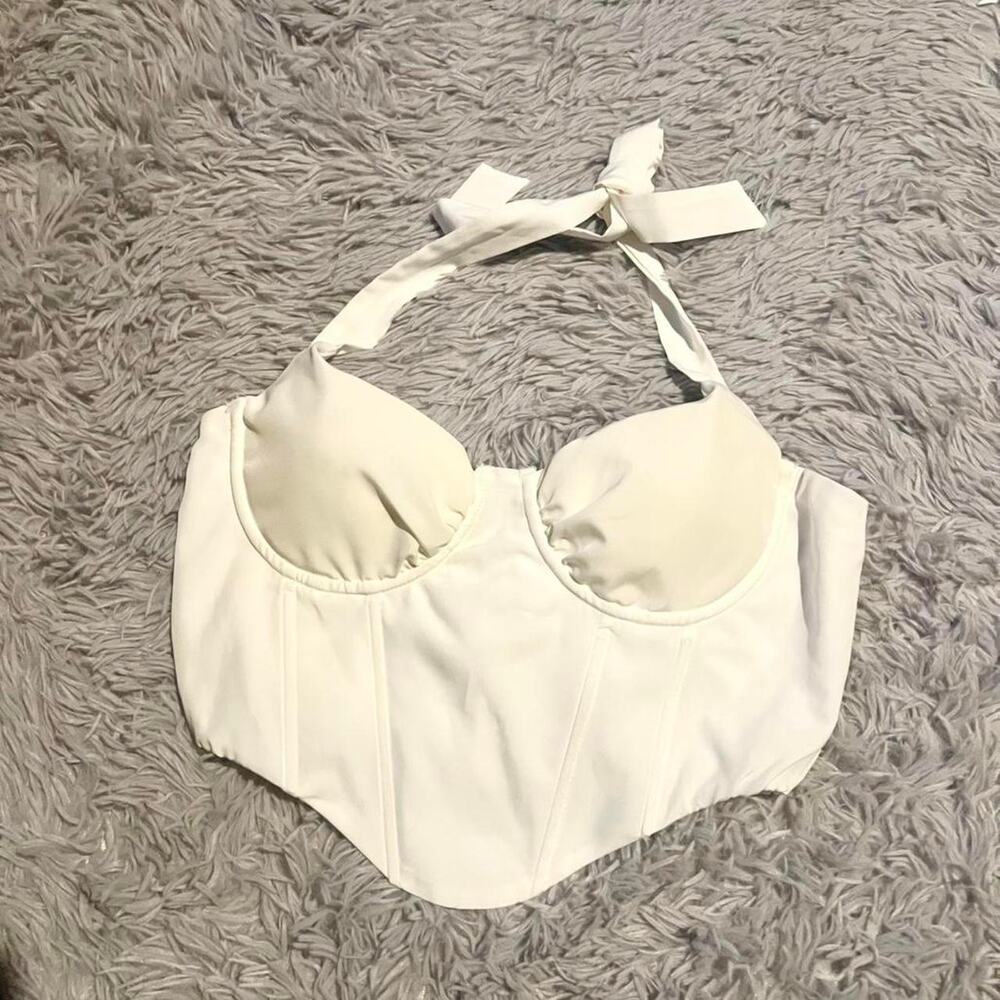 White Whimsical Clean Girl FairyCore Pixie Feminie Mystical corset bustier‎ top